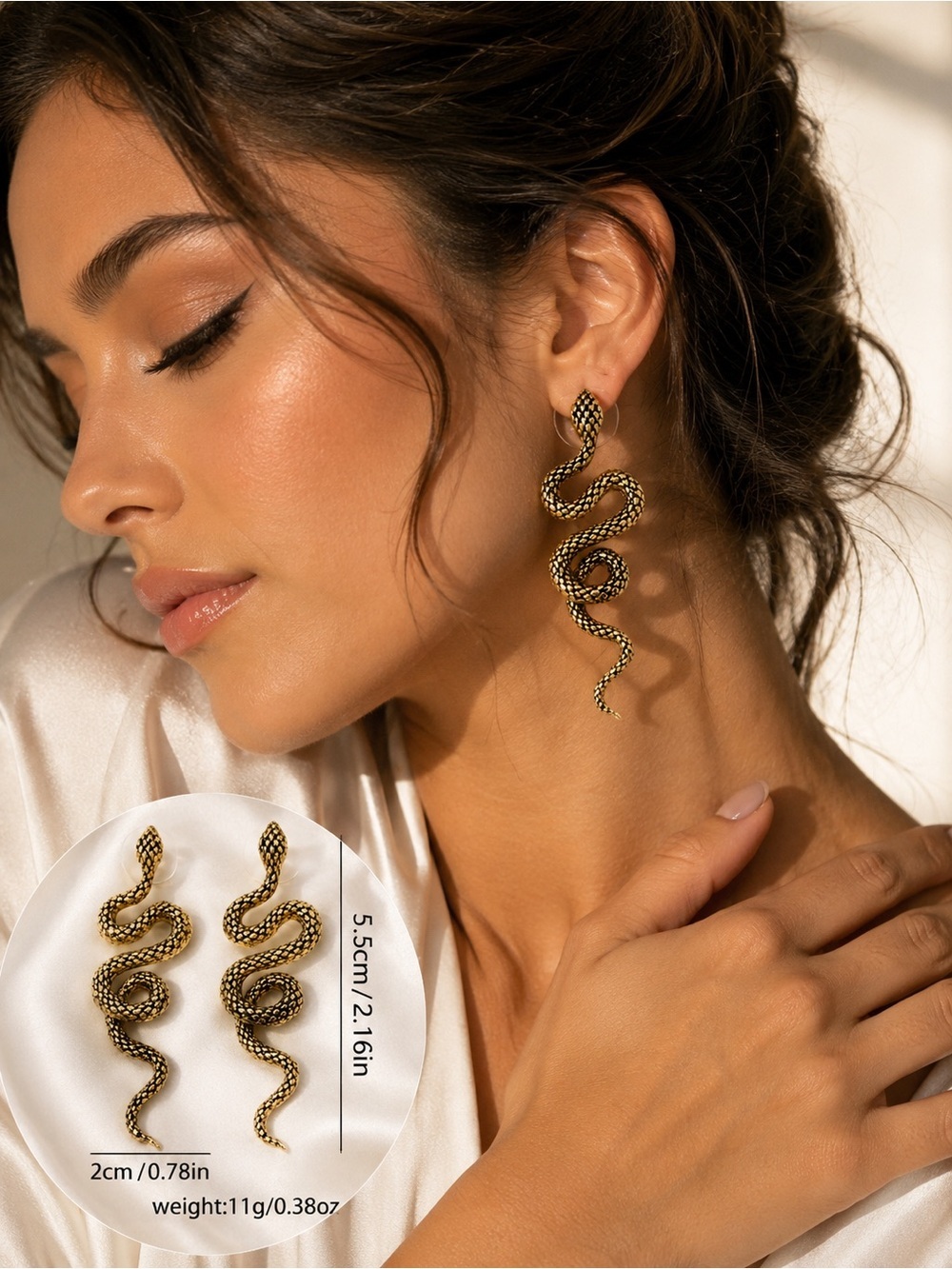 Anthropologie Gold Snake Drop Earrings